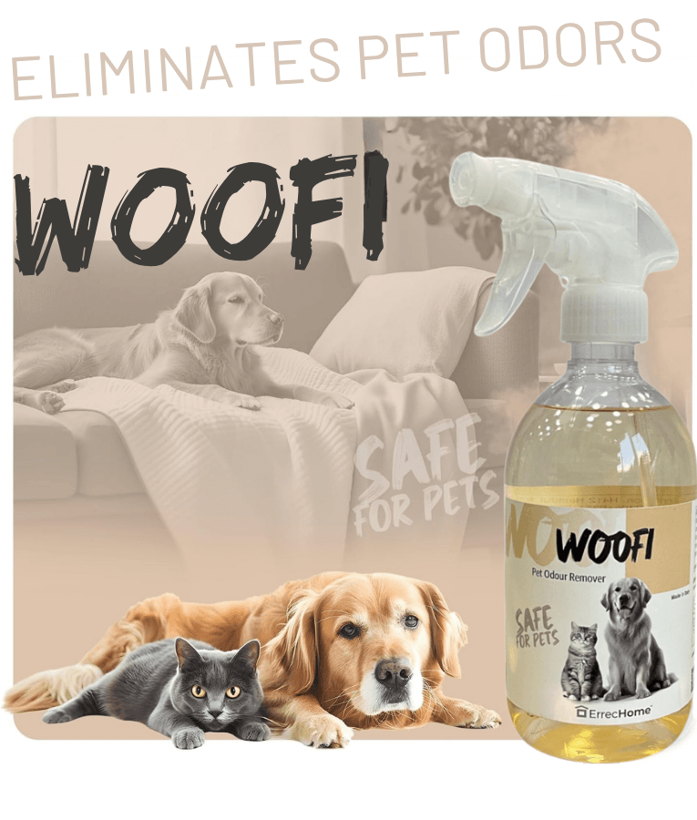 Errecom - Woofi Pet Odour Remover Spray, Safe for Dogs & Cats, Multi-Surface Cleaning - 500 ml