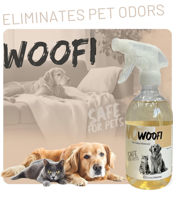 Errecom - Woofi Pet Odour Remover Spray, Safe for Dogs & Cats, Multi-Surface Cleaning - 500 ml