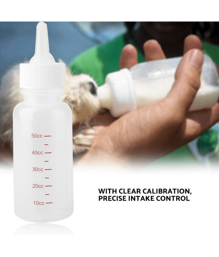 Smart Mate - Feeding Bottle with Silicone Nipple, Assisted Nursing for Kittens & Puppies - 50ml