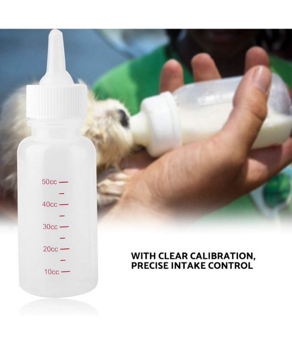 Smart Mate - Feeding Bottle with Silicone Nipple, Assisted Nursing for Kittens & Puppies - 50ml
