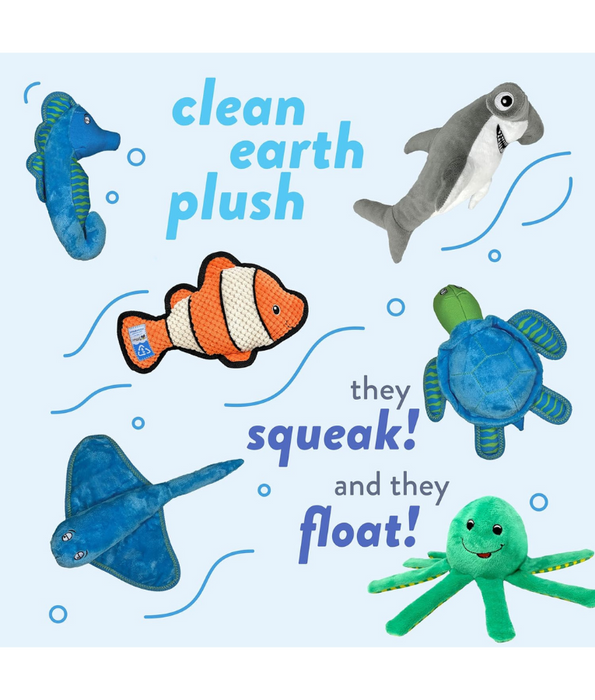 Spunky Pup - Starfish Clean Earth Plush Textured, Recycled Materials, Sustainable Floating Squeaky Dog Toy - Small