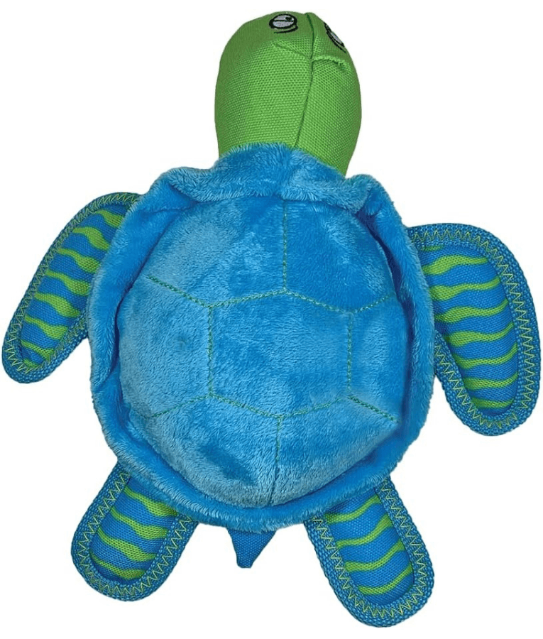 Spunky Pup - Turtle Clean Earth Plush Textured, Recycled Materials, Sustainable Floating Squeaky Dog Toy - Small