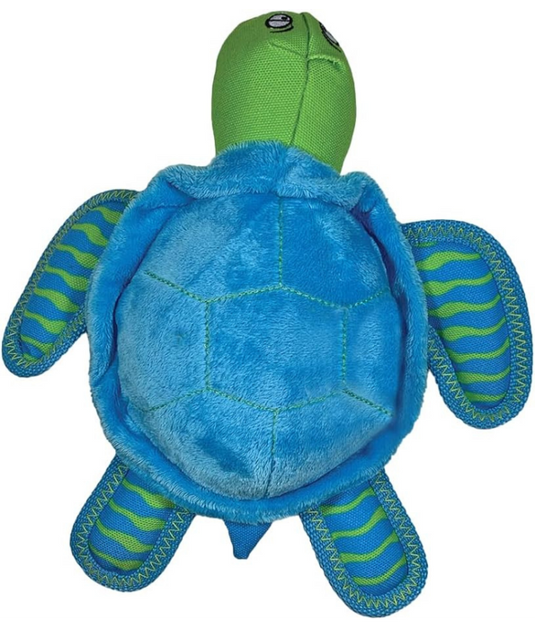 Spunky Pup - Turtle Clean Earth Plush Textured, Recycled Materials, Sustainable Floating Squeaky Dog Toy - Small