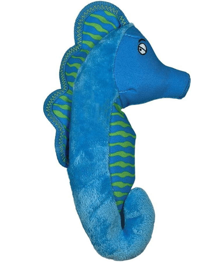 Spunky Pup - Seahorse Clean Earth Plush Textured, Recycled Materials, Sustainable Floating Squeaky Dog Toy - Small
