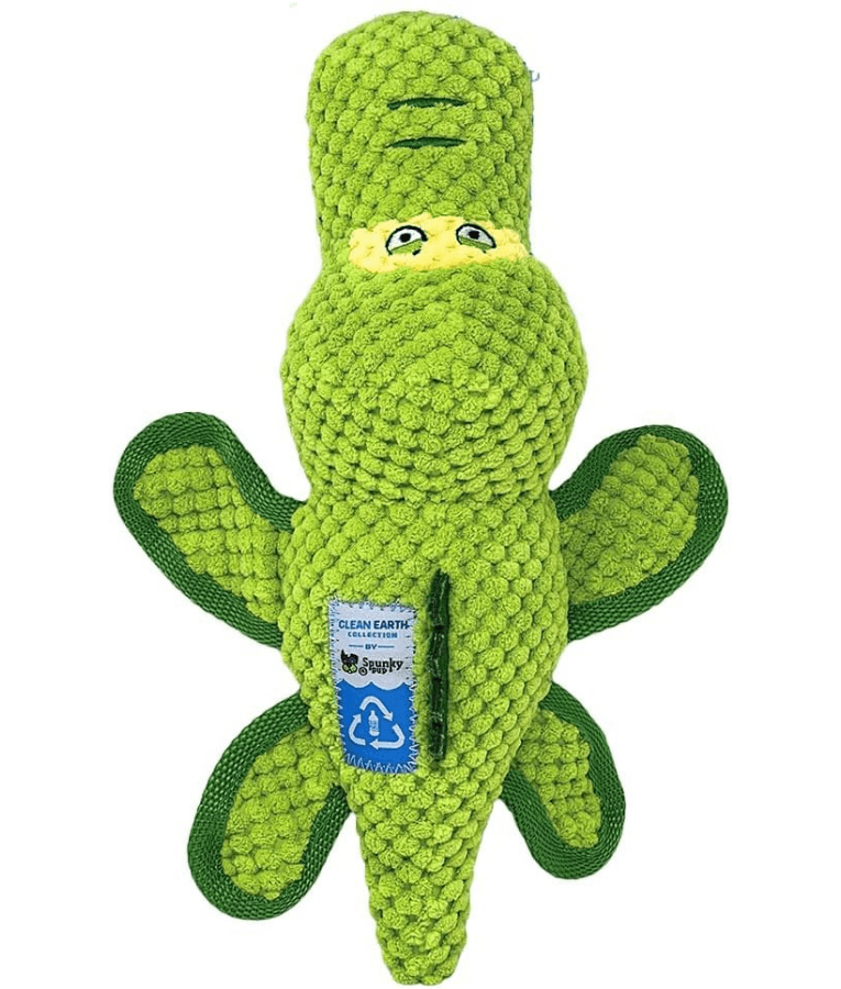 Spunky Pup - Gator Clean Earth Plush Textured, Recycled Materials - Sustainable Floating Squeaky Dog Toy