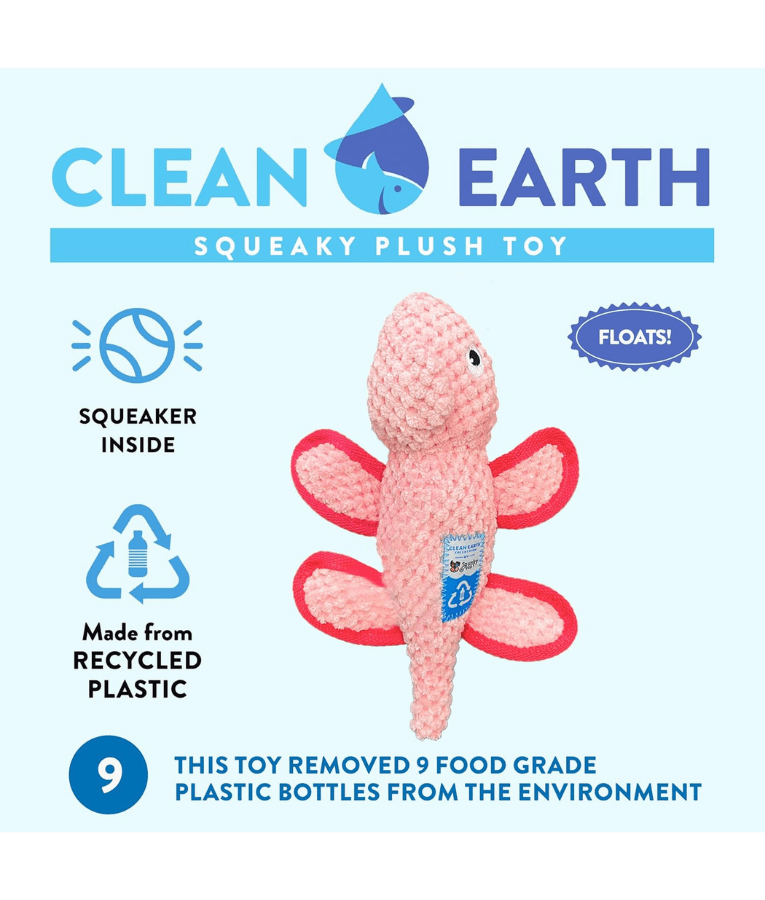 Spunky Pup - Chameleon Clean Earth Plush Textured, Recycled Materials - Sustainable Floating Squeaky Dog Toy