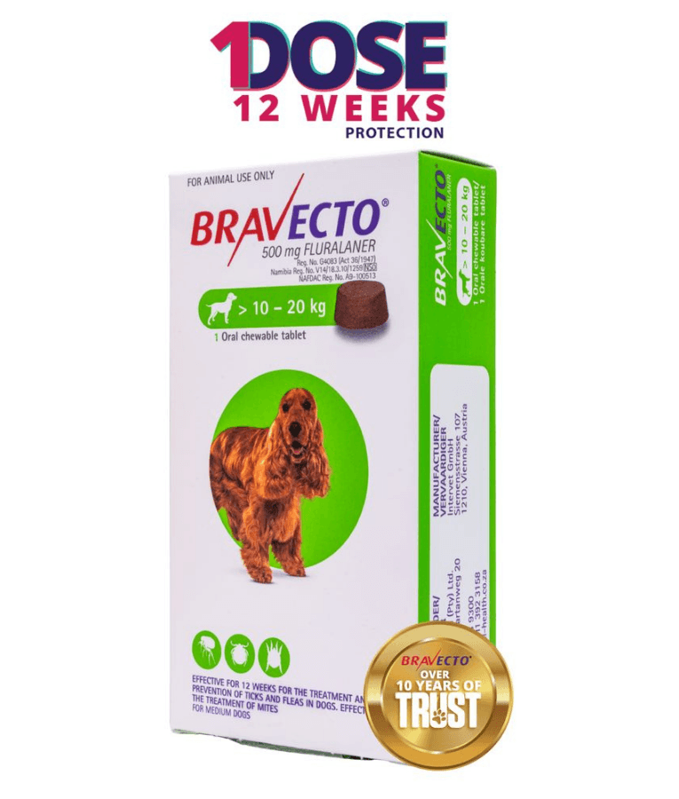 Bravecto Chewable Tablets, Tick & Flea Protection - 10-20 kg
