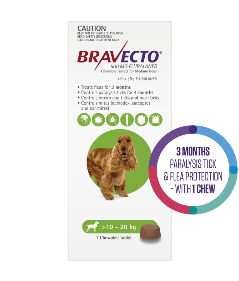 Bravecto Chewable Tablets, Tick & Flea Protection - 10-20 kg