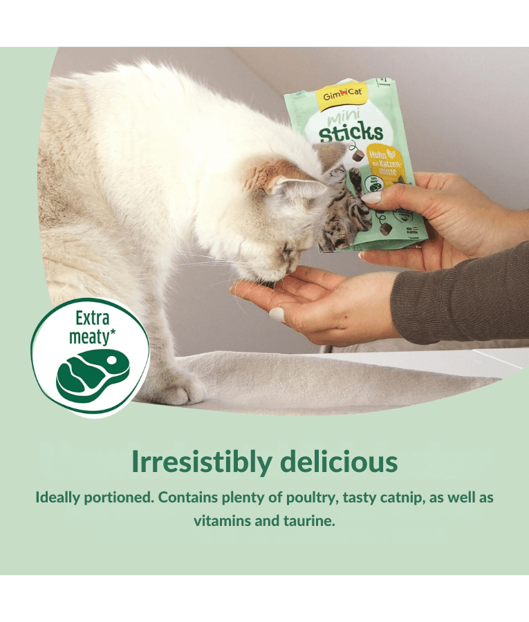 GimCat - Mini Sticks Chicken & Catnip, High Meat Content, Grain-Free Soft Chewy Treats, All Life Stages - 50 g