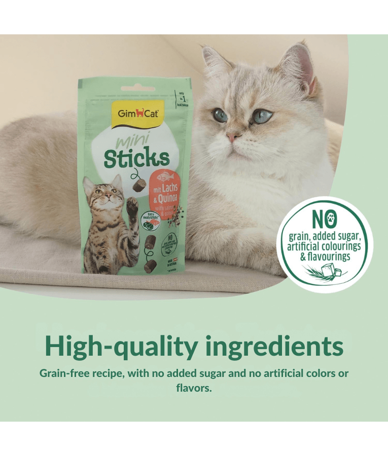GimCat - Mini Sticks, Salmon & Quinoa, Grain-Free, High Meat Content, All Life Stages - 50g