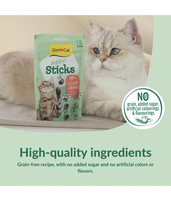 GimCat - Mini Sticks, Salmon & Quinoa, Grain-Free, High Meat Content, All Life Stages - 50g