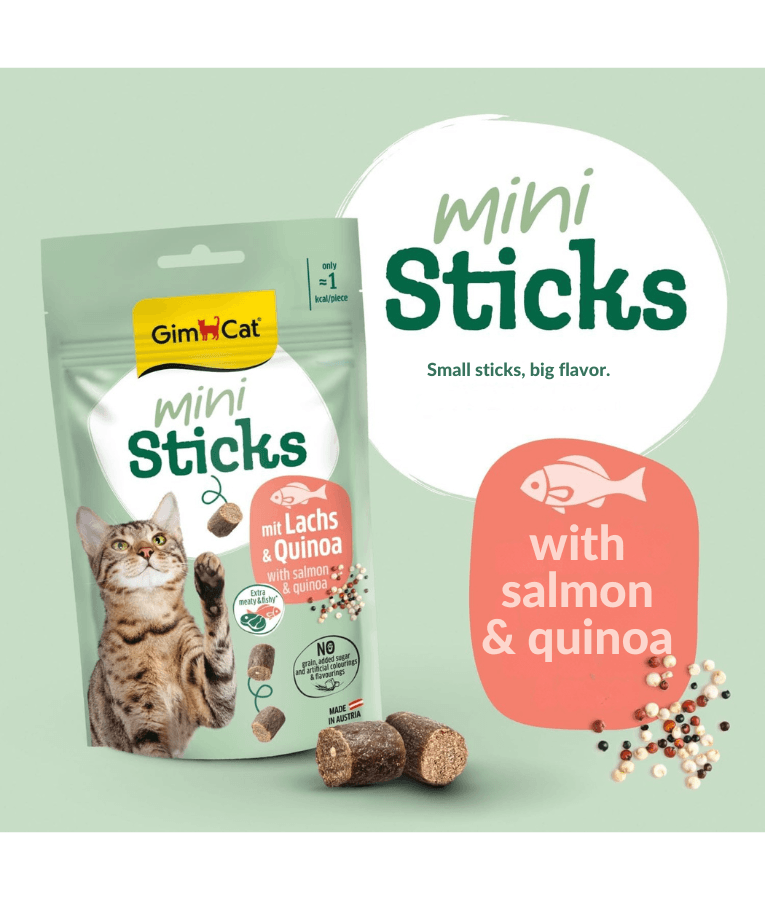 GimCat - Mini Sticks, Salmon & Quinoa, Grain-Free, High Meat Content, All Life Stages - 50g