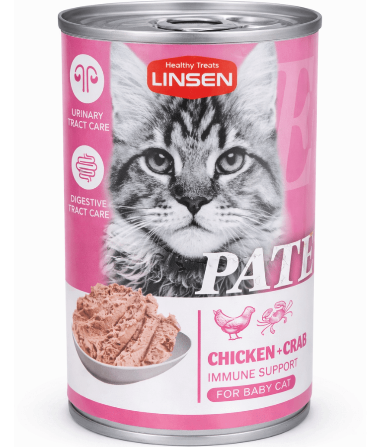 Linsen - Fresh Meat Pate, Chicken & Crab, Immune Support, Wet Kitten Food - 375 g