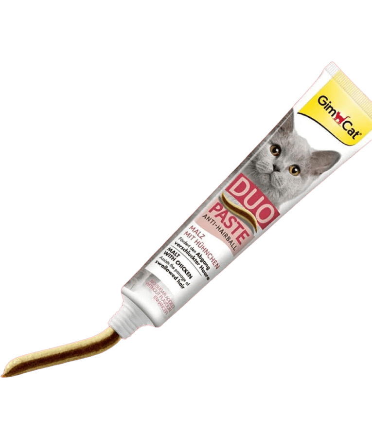 GimCat - Anti-Hairball Duo Paste, Malt & Chicken, Hairball Control, Digestive Support, All Life Stages - 50g