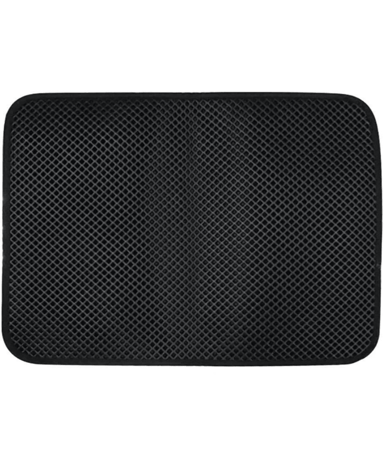 Double Layer Honeycomb Cat Litter Mat, Anti-Slip, Litter Trapping Design - Easy Clean Scatter Control Black 75x55 cm