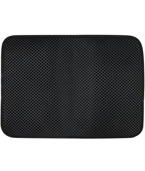 Double Layer Honeycomb Cat Litter Mat, Anti-Slip, Litter Trapping Design - Easy Clean Scatter Control Black 75x55 cm