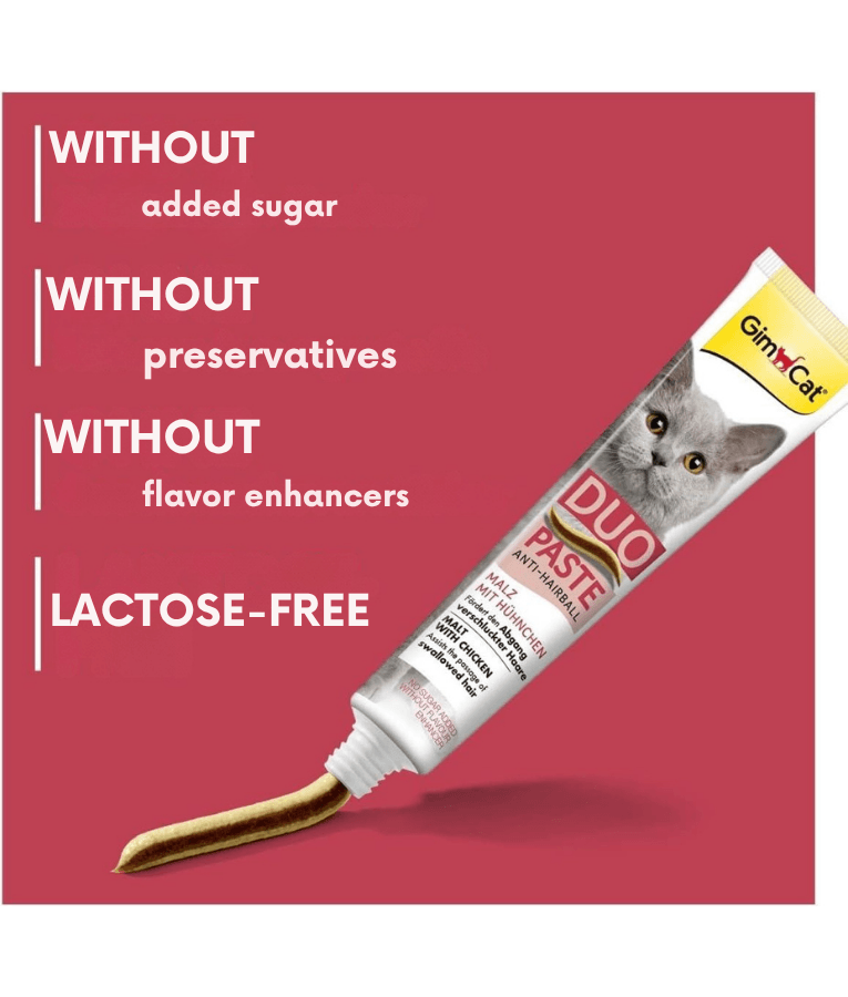 GimCat - Anti-Hairball Duo Paste, Malt & Chicken, Hairball Control, Digestive Support, All Life Stages - 50g
