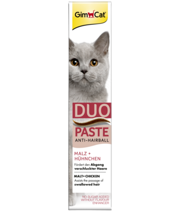GimCat - Anti-Hairball Duo Paste, Malt & Chicken, Hairball Control, Digestive Support, All Life Stages - 50g