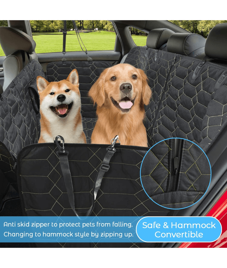 Car Seat Cover - Waterproof Quilted Design, Velcro Attachment, Scratch Protection, Dog Car Seat Protector - L x W 76 x 100 cm