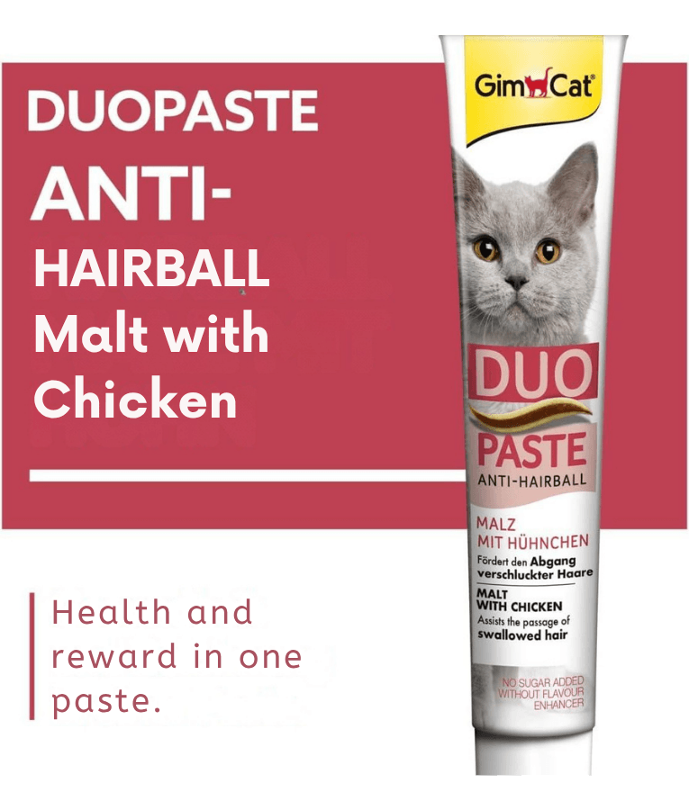 GimCat - Anti-Hairball Duo Paste, Malt & Chicken, Hairball Control, Digestive Support, All Life Stages - 50g