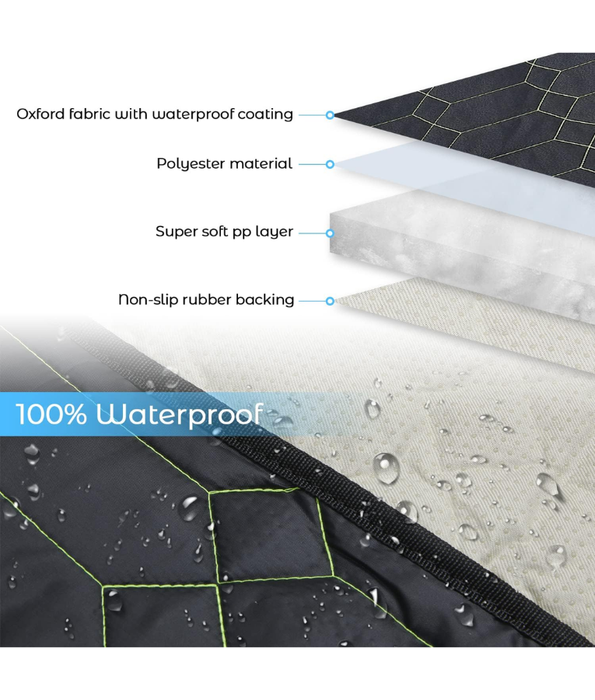 Car Seat Cover - Waterproof Quilted Design, Velcro Attachment, Scratch Protection, Dog Car Seat Protector - L x W 76 x 100 cm