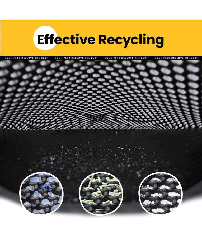 Double Layer Honeycomb Cat Litter Mat, Anti-Slip, Litter Trapping Design - Easy Clean Scatter Control Black 75x55 cm
