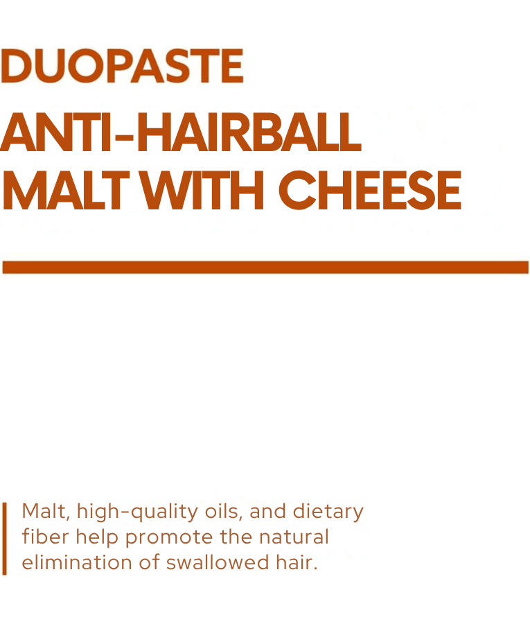GimCat - Duo Paste Anti-Hairball Malt & Cheese, Hairball Control, Digestive Support, All Life Stages - 50g
