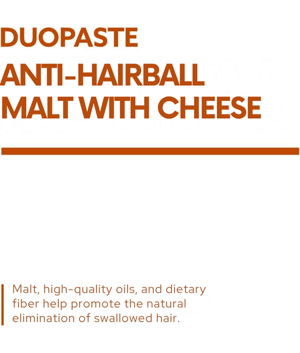 GimCat - Duo Paste Anti-Hairball Malt & Cheese, Hairball Control, Digestive Support, All Life Stages - 50g