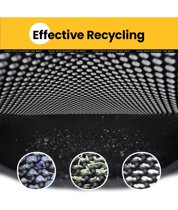 Double Layer Honeycomb Cat Litter Mat, Anti-Slip, Litter Trapping Design - Easy Clean Scatter Control Black 75x55 cm