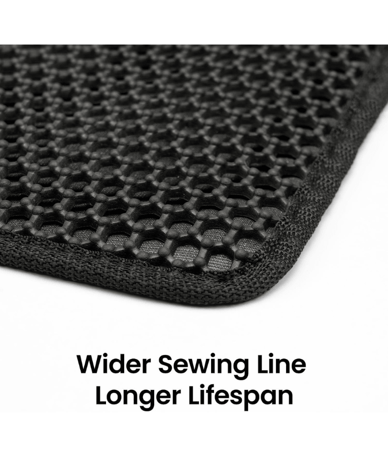 Double Layer Honeycomb Cat Litter Mat, Anti-Slip, Litter Trapping Design - Easy Clean Scatter Control Black 75x55 cm