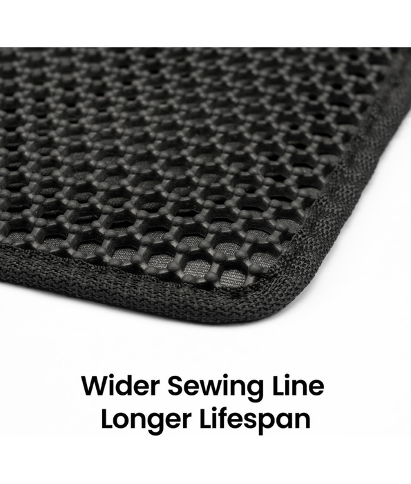 Double Layer Honeycomb Cat Litter Mat, Anti-Slip, Litter Trapping Design - Easy Clean Scatter Control Black 75x55 cm