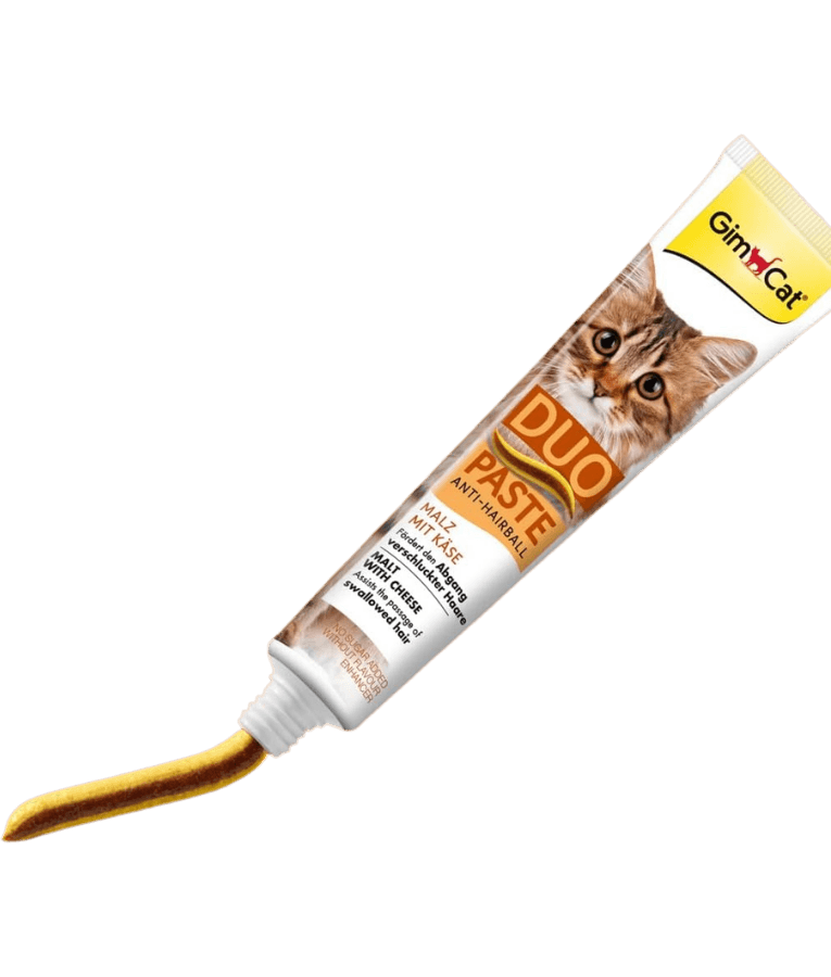 GimCat - Duo Paste Anti-Hairball Malt & Cheese, Hairball Control, Digestive Support, All Life Stages - 50g