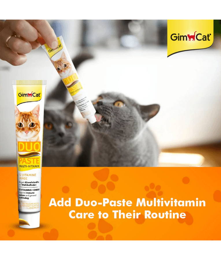 GimCat - Duo Paste Multi-Vitamin & Cheese, 12 Vitamins, Immune Support, All Life Stages - 50g