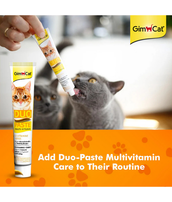 GimCat - Duo Paste Multi-Vitamin & Cheese, 12 Vitamins, Immune Support, All Life Stages - 50g