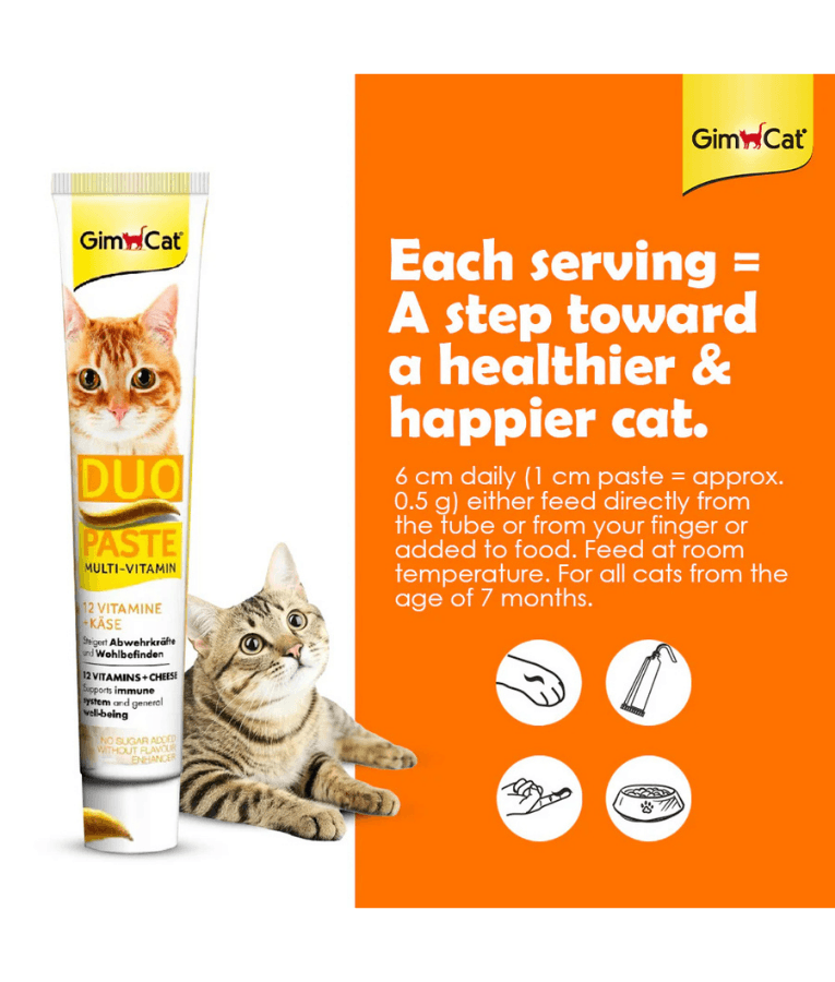 GimCat - Duo Paste Multi-Vitamin & Cheese, 12 Vitamins, Immune Support, All Life Stages - 50g