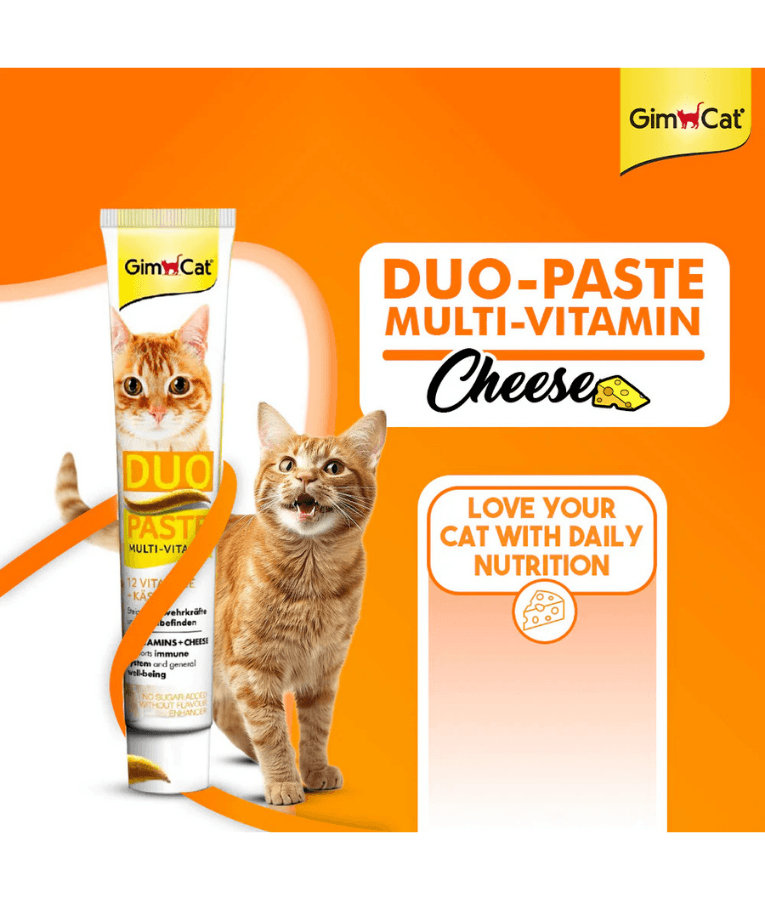 GimCat - Duo Paste Multi-Vitamin & Cheese, 12 Vitamins, Immune Support, All Life Stages - 50g