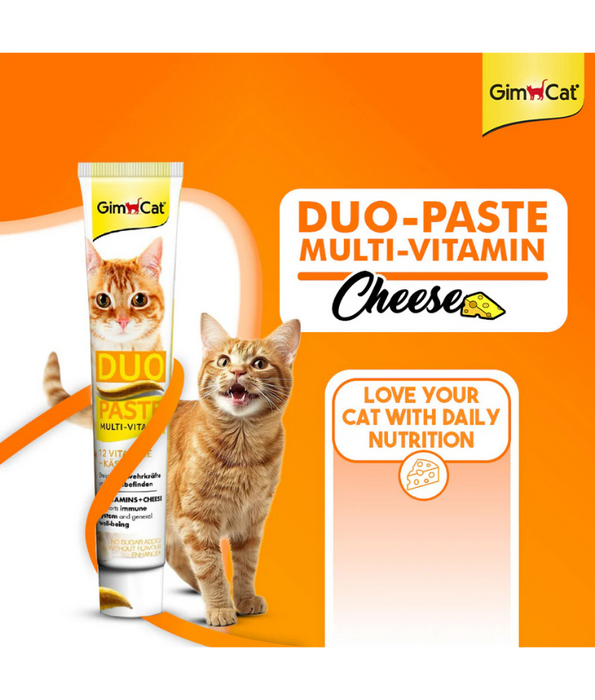GimCat - Duo Paste Multi-Vitamin & Cheese, 12 Vitamins, Immune Support, All Life Stages - 50g
