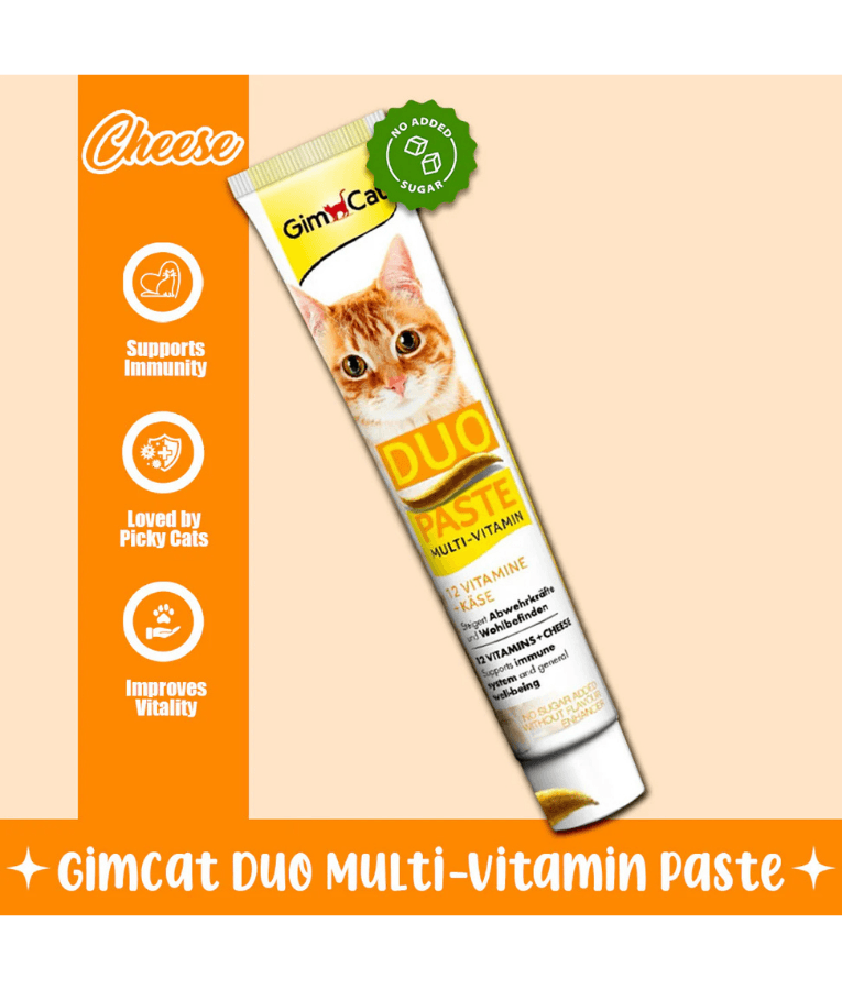 GimCat - Duo Paste Multi-Vitamin & Cheese, 12 Vitamins, Immune Support, All Life Stages - 50g