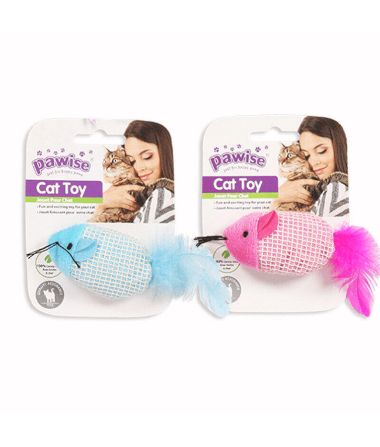 Pawise - 100% Catnip Mouse Toy, Feather Plush Toy for Cats