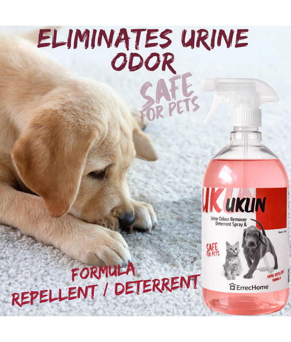 Errecom - UKLIN Urine Odour Remover Detergent Spray, Pet Safe Formula, Disinfectant-Based Odor Neutralizer - 500 ml