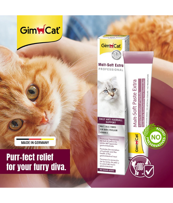 GimCat - Malt-Soft Extra Paste, Malt Extract, Beta-Glucan, Anti-Hairball Support, Digestive Health, All Life Stages - 20g - 50g - 100g