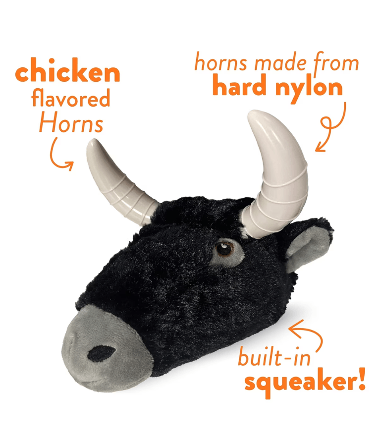 Spunky Pup - Knuckleheads Bull 2-in-1 Plush & Nylon Chew Toy, Dental Play