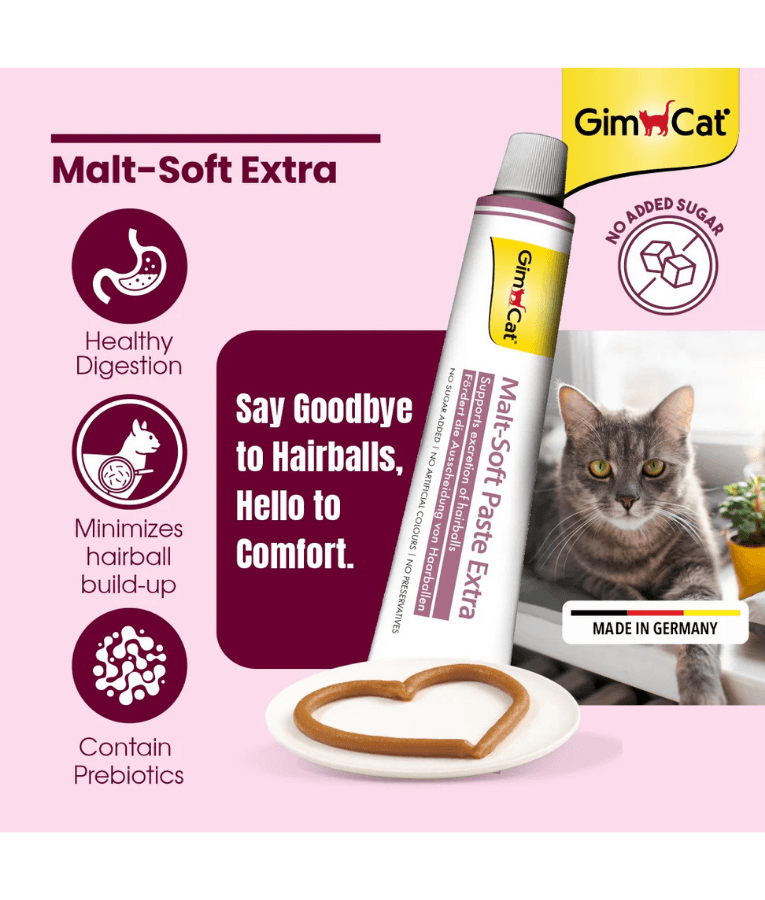 GimCat - Malt-Soft Extra Paste, Malt Extract, Beta-Glucan, Anti-Hairball Support, Digestive Health, All Life Stages - 20g - 50g - 100g