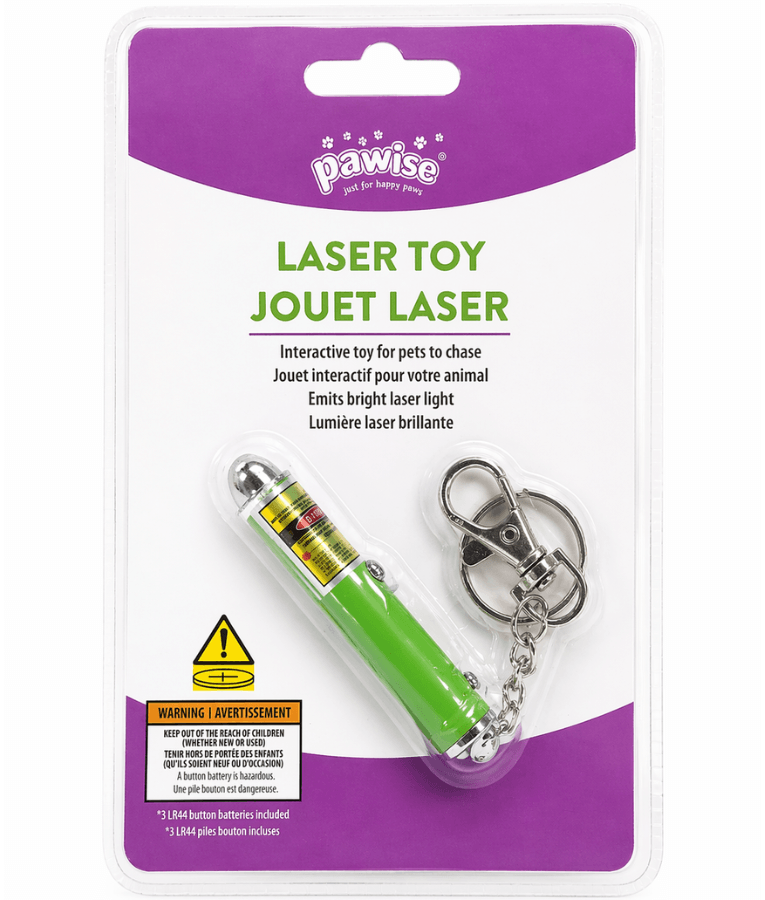 Pawise - Cat Laser Pointer Toy, Interactive Chase Play, Battery Operated, Compact Keychain Design - 7 x 5 x 1 cm