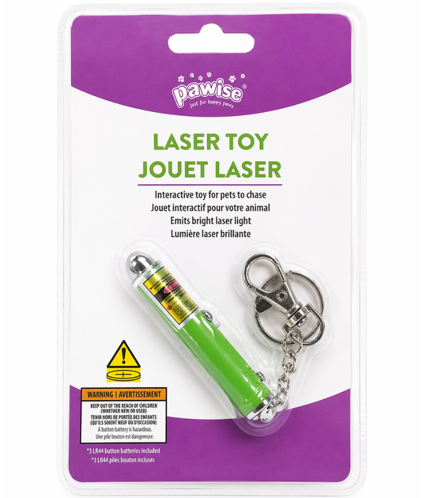 Pawise - Cat Laser Pointer Toy, Interactive Chase Play, Battery Operated, Compact Keychain Design - 7 x 5 x 1 cm