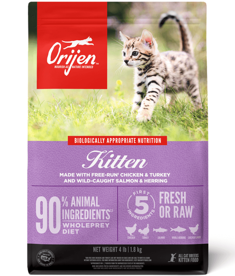 Orijen - Kitten Formula, Chicken, Turkey & Salmon, High-Protein, Grain-Free, WholePrey, Kitten Dry Cat Food - 340g - 1.8kg