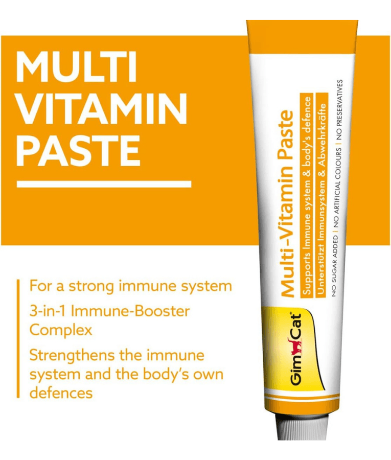 GimCat - Multi-Vitamin Paste, 13 Vitamins, Immune Support, Skin & Coat Health, All Life Stages 20g - 50g