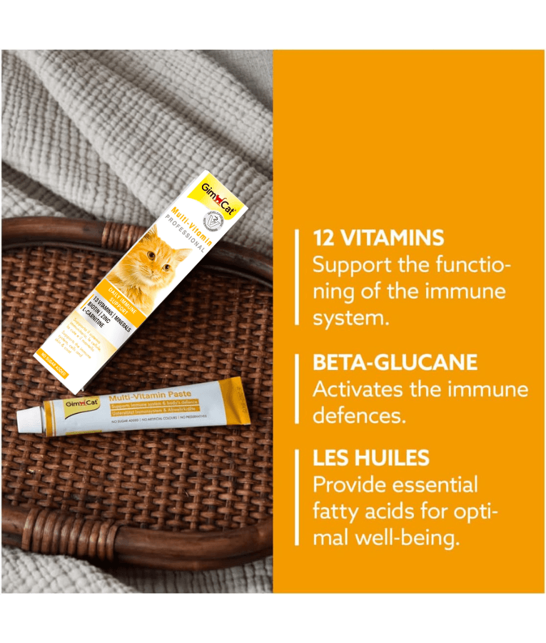 GimCat - Multi-Vitamin Paste, 13 Vitamins, Immune Support, Skin & Coat Health, All Life Stages 20g - 50g