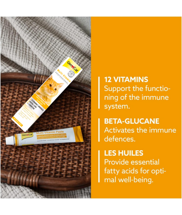 GimCat - Multi-Vitamin Paste, 13 Vitamins, Immune Support, Skin & Coat Health, All Life Stages 20g - 50g