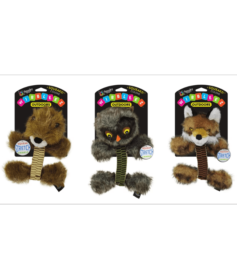 Spunky Pup - Wibbleez Outdoors Fox, Stretch & Squeak Plush Dog Toy